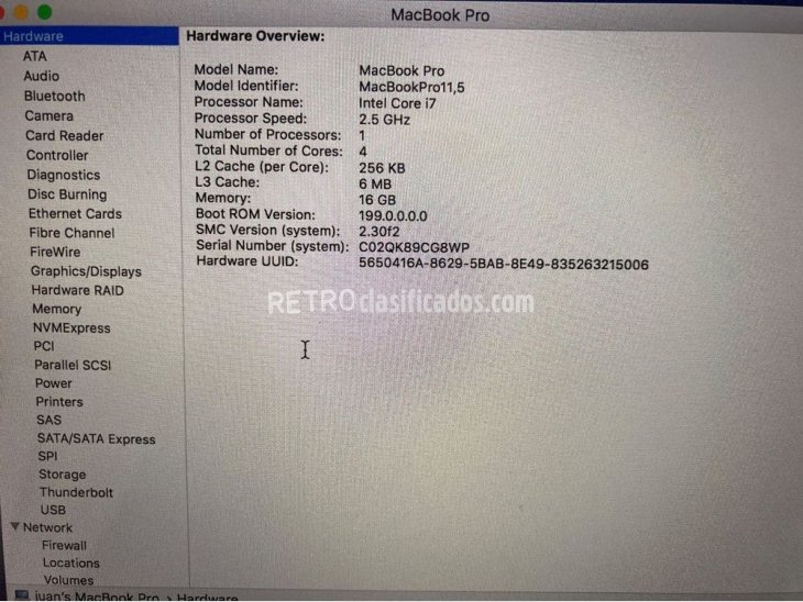 MacBook Pro de 15 pulgadas 2015 16 GB de RAM, 512 SSD 5